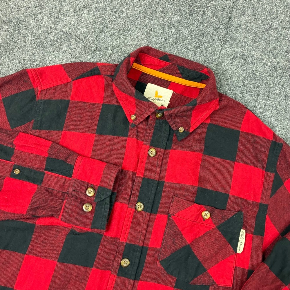 Field Stream Mens Size Small Red Black Buffalo Plaid Flannel Button Down Shirt
